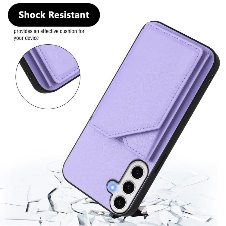 For Samsung Galaxy S24 FE 5G Skin Feel Four Card Slots Phone Case with Wrist Strap