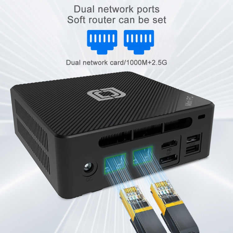Jumper N100 Pro II Mini PC, Intel 12th Generation Alder Lake-N N100 Quad-core Dual RJ45, RAM: 8GB, ROM: 256GB - US Plug
