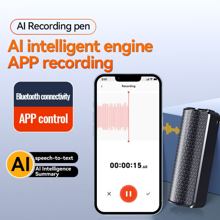 Q70A Magnetic Noise Reduction Voice Recording Pen Support APP Control, Memory:64GB - Black