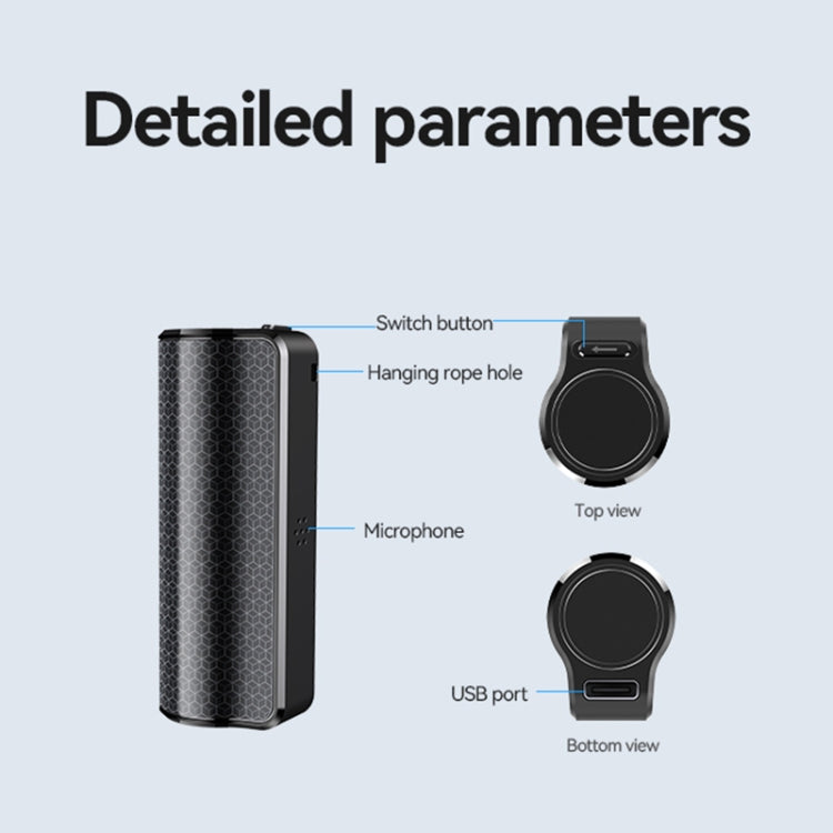 Q70A Magnetic Noise Reduction Voice Recording Pen Support APP Control, Memory:64GB - Black