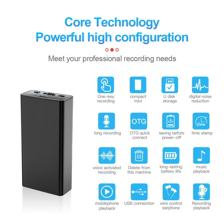 Q65 Long-lasting Magnetic Intelligent Voice Recording Pen, Memory:32GB - Black