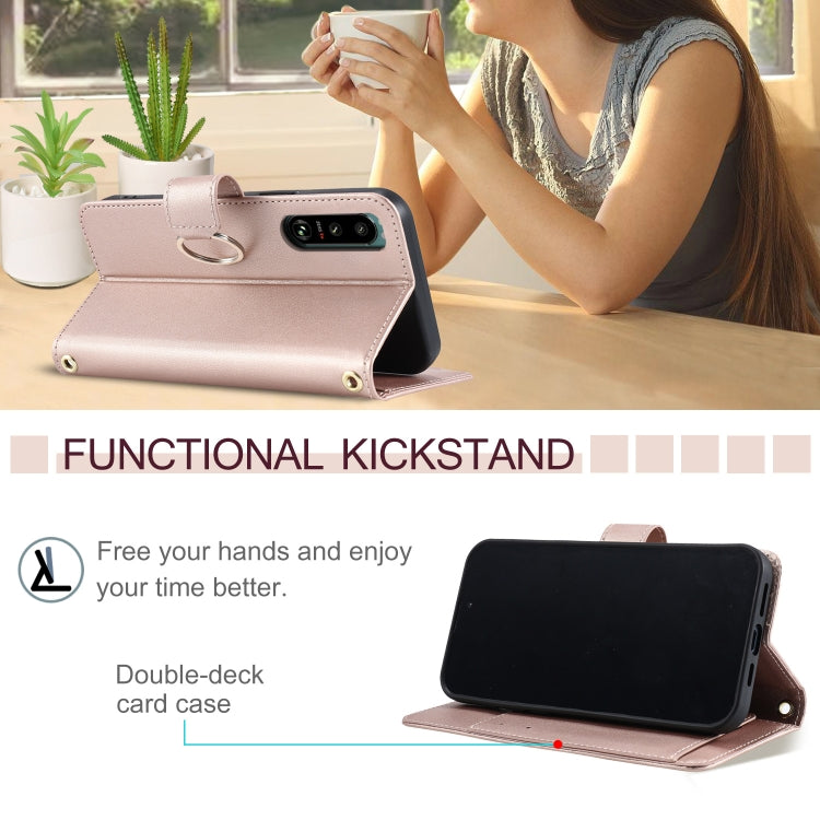 For Sony Xperia 5 IV Ring Buckle Rhombic Leather Phone Case