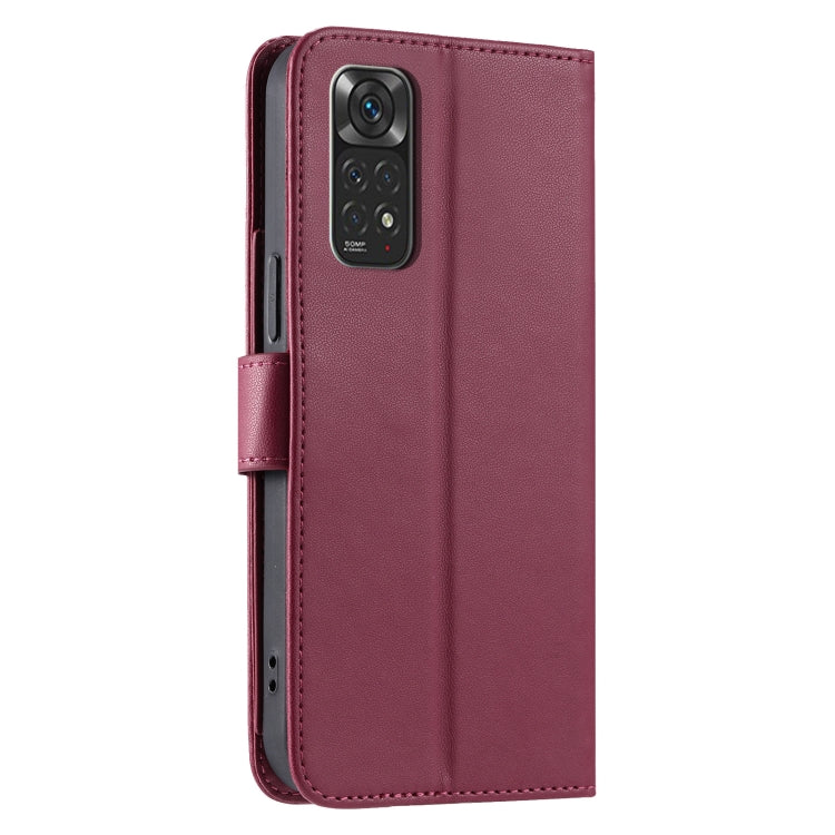 For Redmi Note 11S / 11 4G Global Ring Buckle Rhombic Leather Phone Case