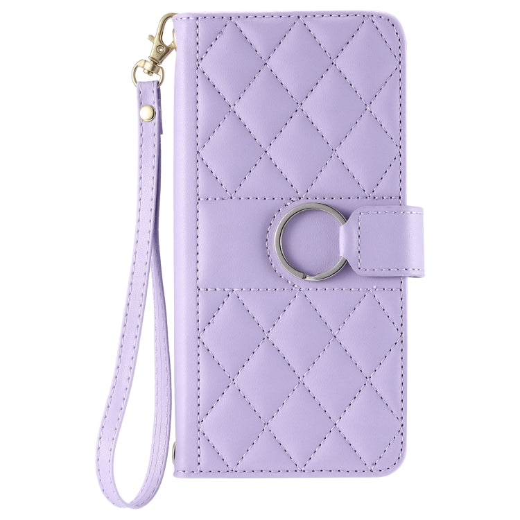 For Redmi Note 12 5G Global Ring Buckle Rhombic Leather Phone Case