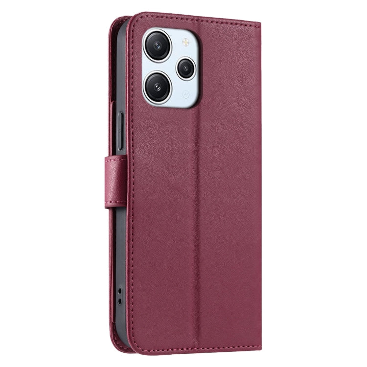 For Redmi 12 4G / 5G Ring Buckle Rhombic Leather Phone Case