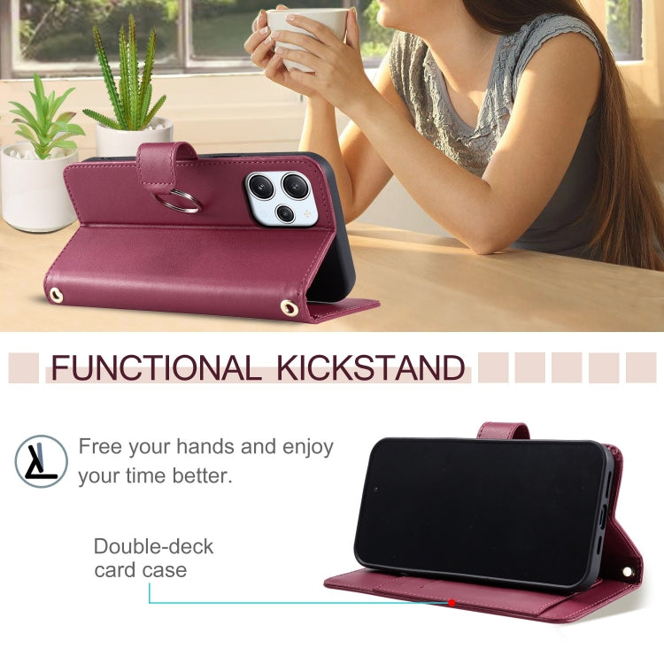 For Redmi 12 4G / 5G Ring Buckle Rhombic Leather Phone Case