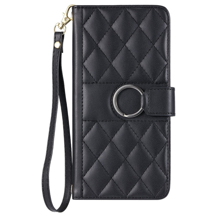 For Redmi 12 4G / 5G Ring Buckle Rhombic Leather Phone Case