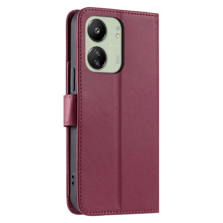 For Redmi 13C 4G Global Ring Buckle Rhombic Leather Phone Case