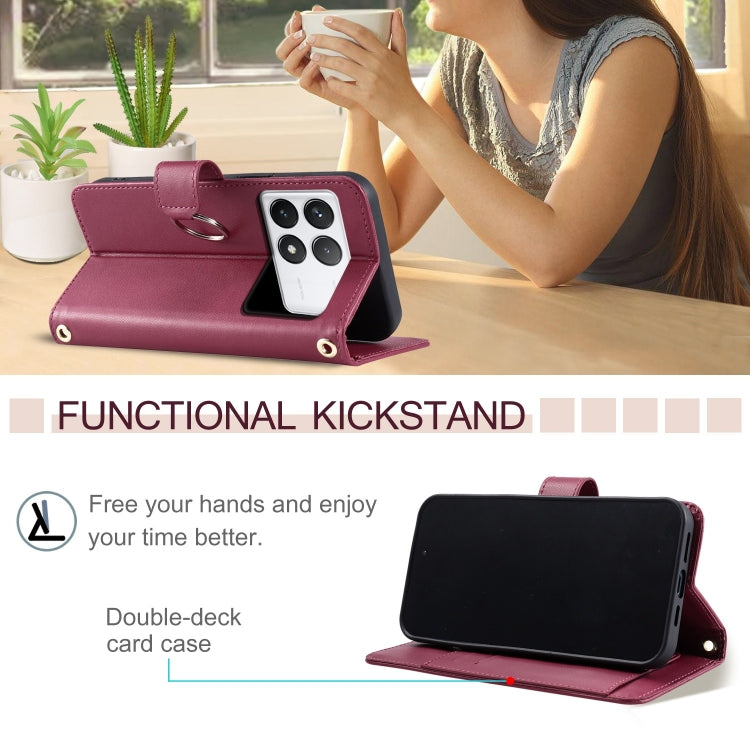 For Redmi K70E Ring Buckle Rhombic Leather Phone Case