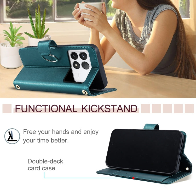 For Redmi K70E Ring Buckle Rhombic Leather Phone Case