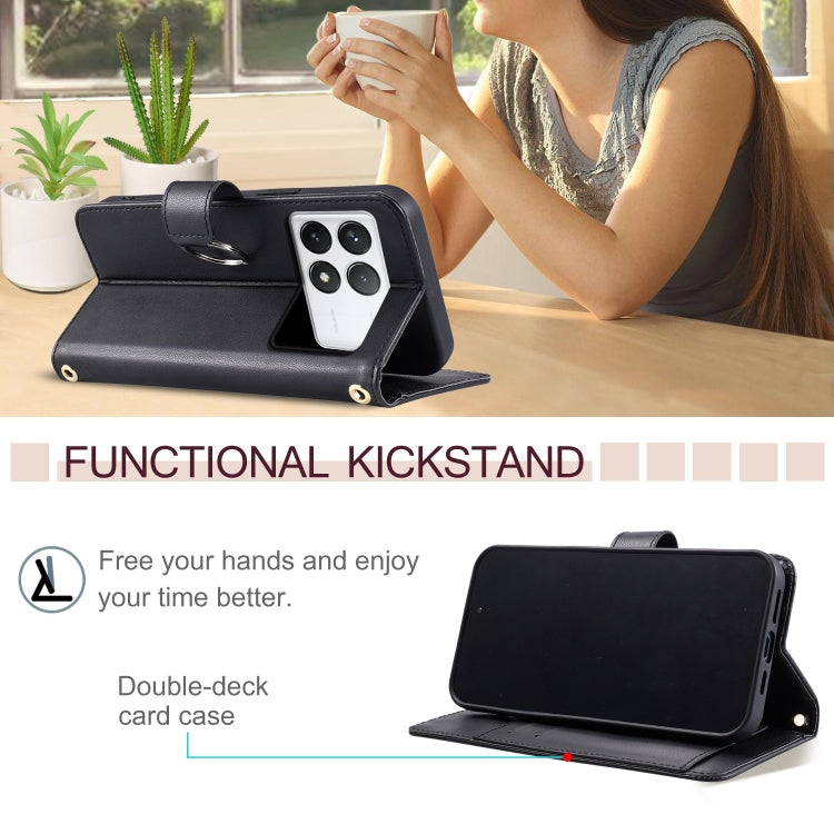 For Redmi K70E Ring Buckle Rhombic Leather Phone Case