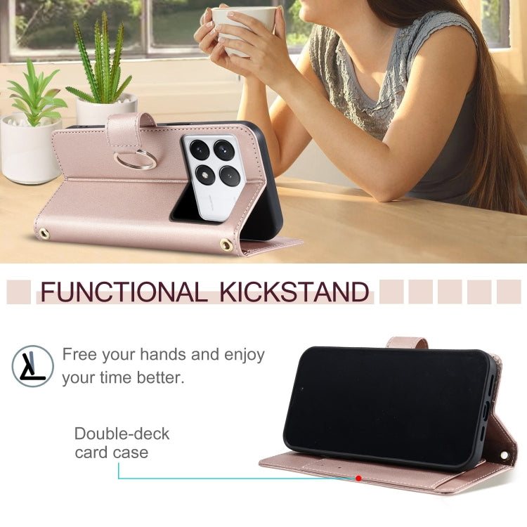 For Redmi K70E Ring Buckle Rhombic Leather Phone Case