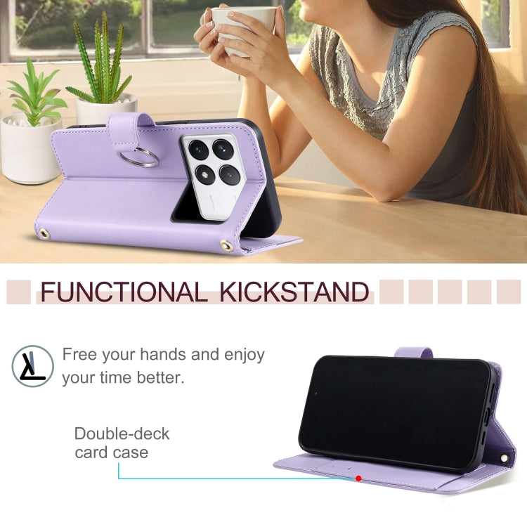 For Redmi K70E Ring Buckle Rhombic Leather Phone Case