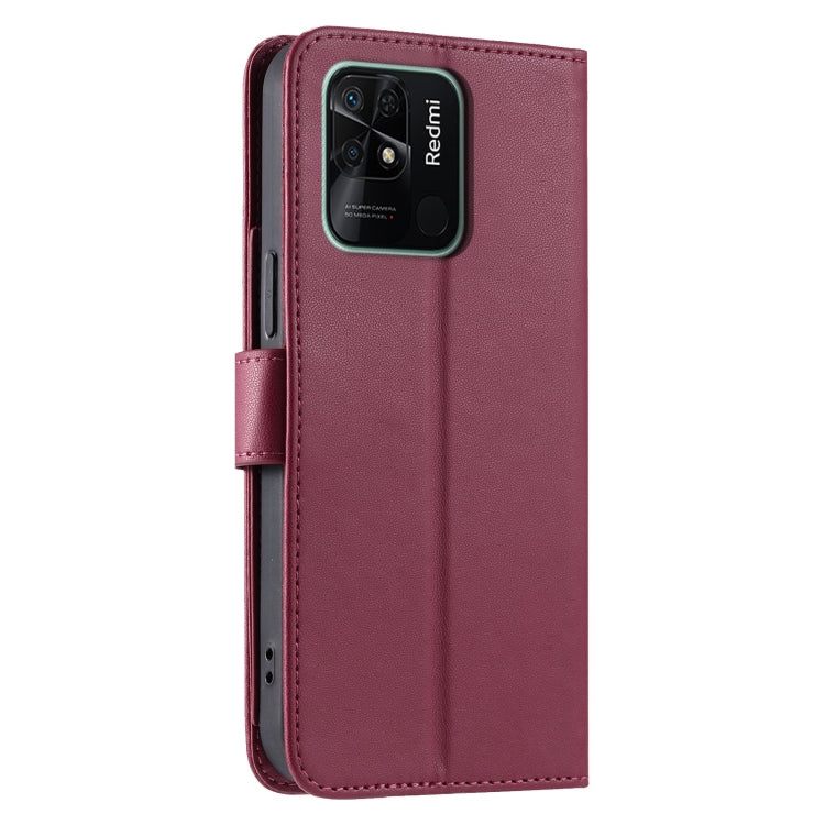 For Redmi 10C 4G Global / 10 India Ring Buckle Rhombic Leather Phone Case