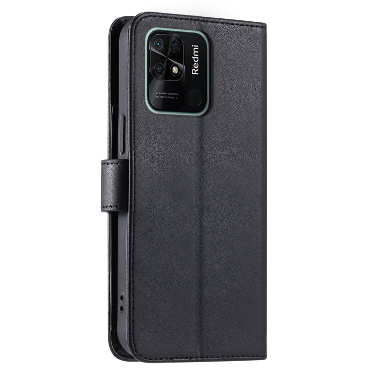 For Redmi 10C 4G Global / 10 India Ring Buckle Rhombic Leather Phone Case