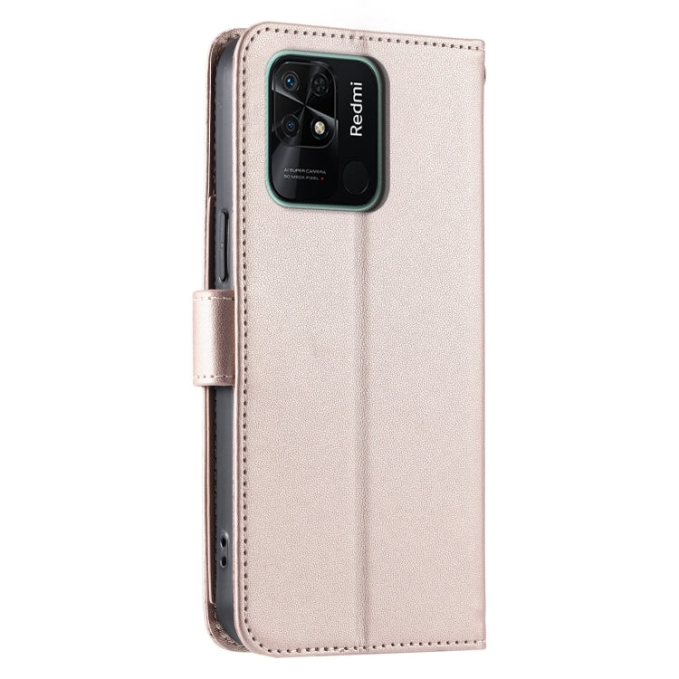 For Redmi 10C 4G Global / 10 India Ring Buckle Rhombic Leather Phone Case