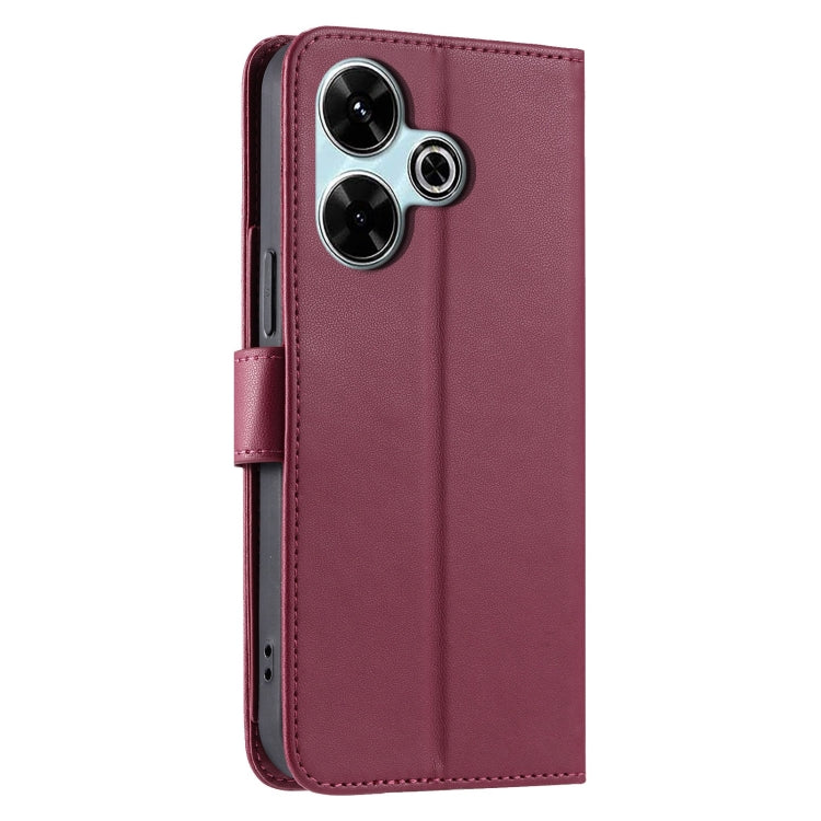 For Xiaomi Poco M6 4G Ring Buckle Rhombic Leather Phone Case
