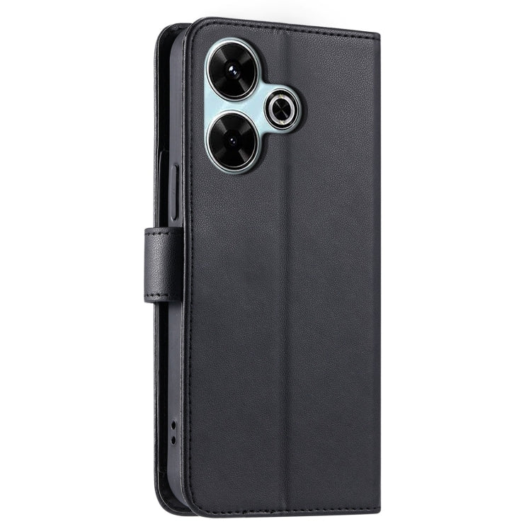 For Xiaomi Poco M6 4G Ring Buckle Rhombic Leather Phone Case