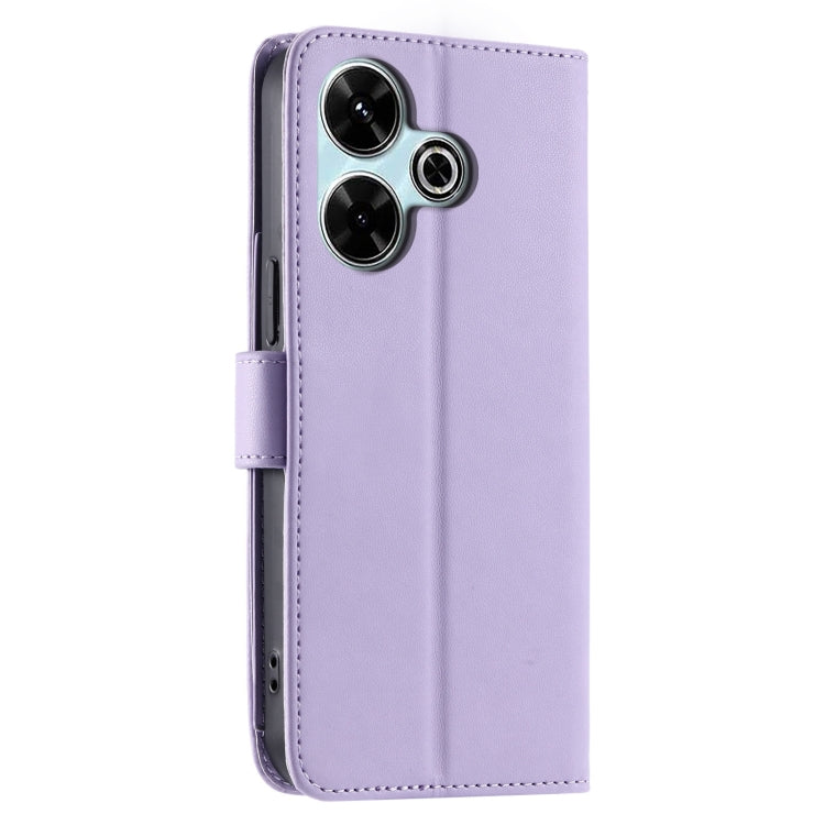 For Xiaomi Poco M6 4G Ring Buckle Rhombic Leather Phone Case
