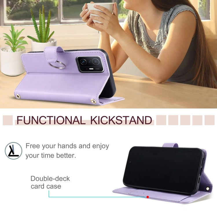 For Xiaomi 11T / 11T Pro Ring Buckle Rhombic Leather Phone Case