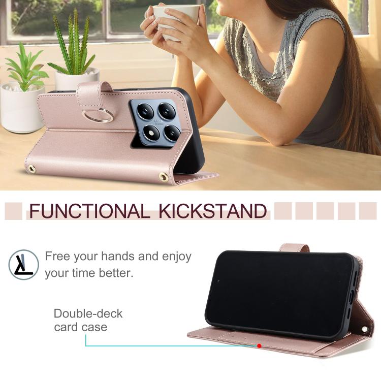 For Xiaomi 14T Pro Ring Buckle Rhombic Leather Phone Case