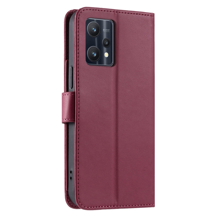 For Realme 9 Pro / V25 / 9 5G EU Ring Buckle Rhombic Leather Phone Case