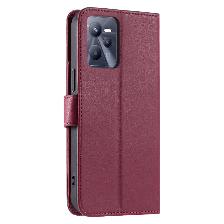 For Realme C35 4G Ring Buckle Rhombic Leather Phone Case