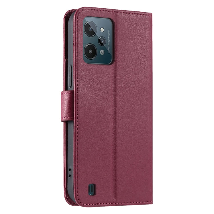 For Realme C31 4G Ring Buckle Rhombic Leather Phone Case