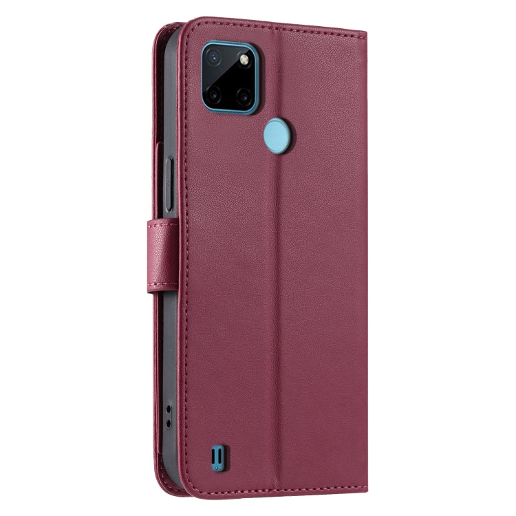 For Realme C21Y / C25Y Ring Buckle Rhombic Leather Phone Case
