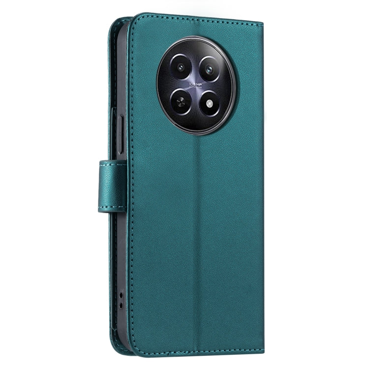 For Realme 12 5G Global Ring Buckle Rhombic Leather Phone Case