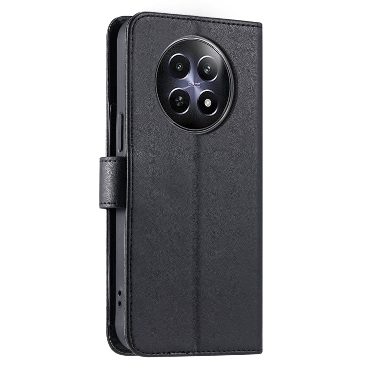 For Realme 12 5G Global Ring Buckle Rhombic Leather Phone Case