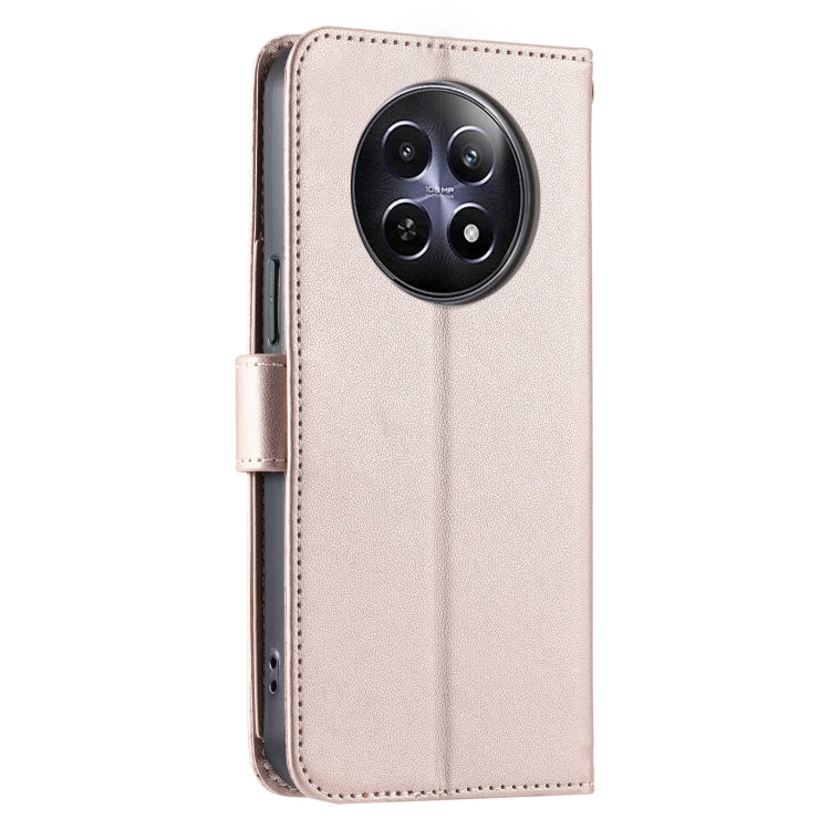 For Realme 12 5G Global Ring Buckle Rhombic Leather Phone Case