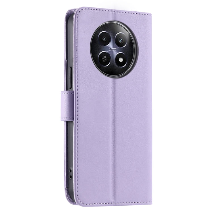 For Realme 12 5G Global Ring Buckle Rhombic Leather Phone Case