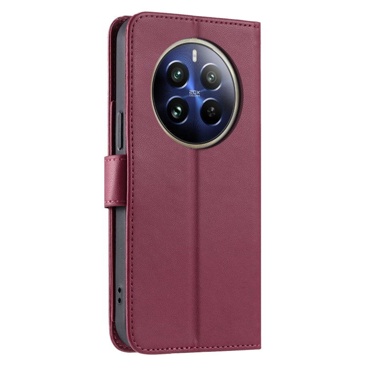 For Realme 12+ 5G Global Ring Buckle Rhombic Leather Phone Case