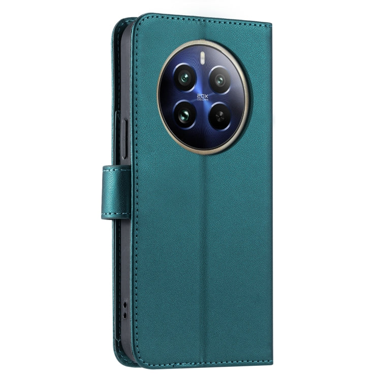 For Realme 12+ 5G Global Ring Buckle Rhombic Leather Phone Case