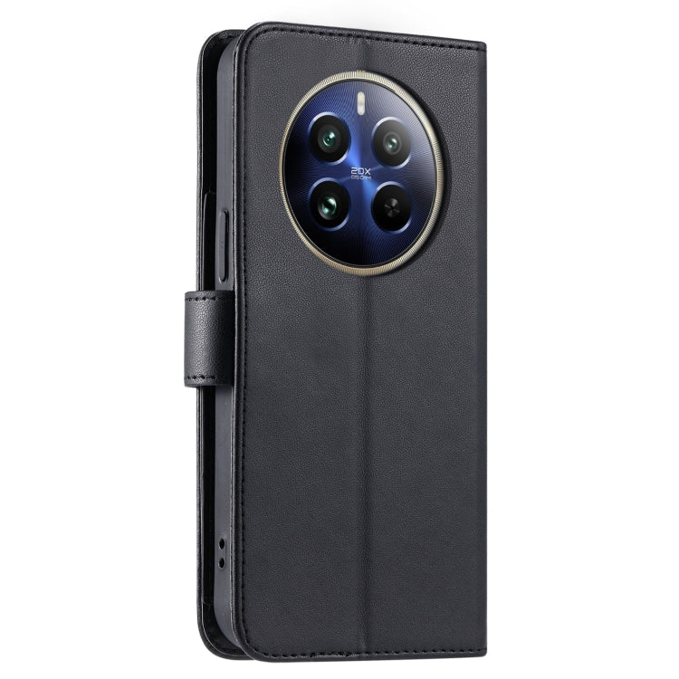 For Realme 12+ 5G Global Ring Buckle Rhombic Leather Phone Case