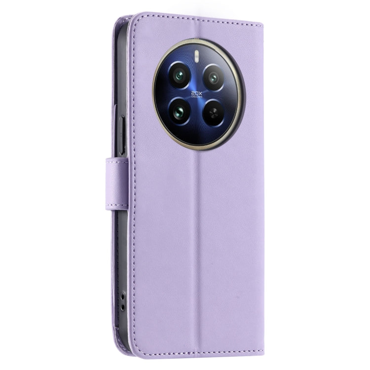 For Realme 12+ 5G Global Ring Buckle Rhombic Leather Phone Case