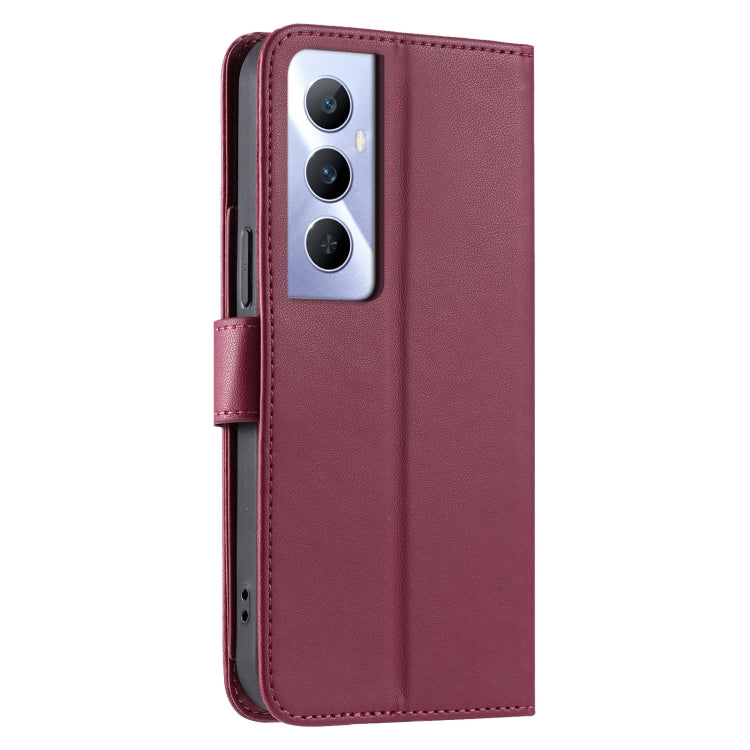For Realme C65 4G Global Ring Buckle Rhombic Leather Phone Case