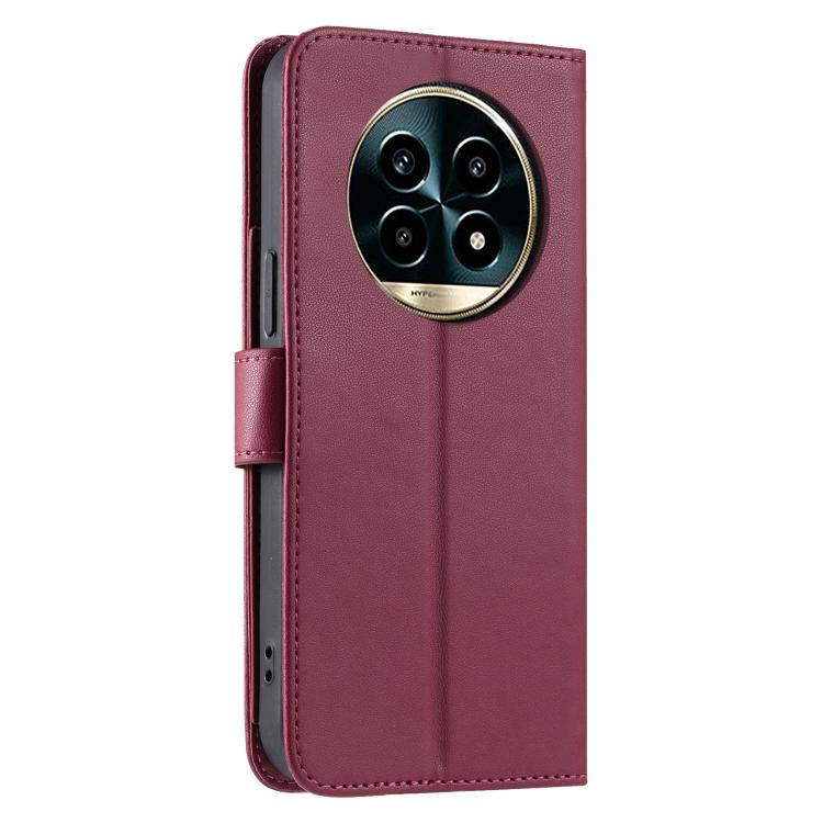 For Realme 13+ 5G Global Ring Buckle Rhombic Leather Phone Case