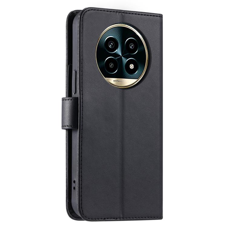 For Realme 13+ 5G Global Ring Buckle Rhombic Leather Phone Case