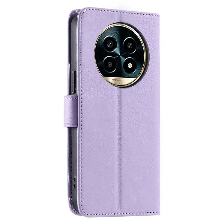 For Realme 13+ 5G Global Ring Buckle Rhombic Leather Phone Case