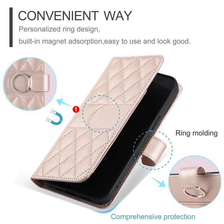 For Realme 13 Pro+ 5G Global Ring Buckle Rhombic Leather Phone Case