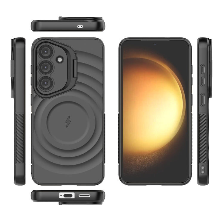 For Samsung Galaxy S25 5G Lens Frame Bracket Corrugated MagSafe Phone Case