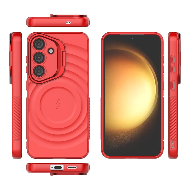 For Samsung Galaxy S25 5G Lens Frame Bracket Corrugated MagSafe Phone Case