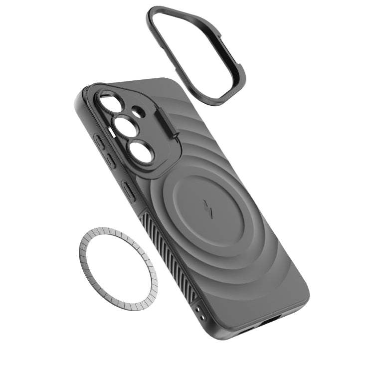 For Samsung Galaxy S25 5G Lens Frame Bracket Corrugated MagSafe Phone Case