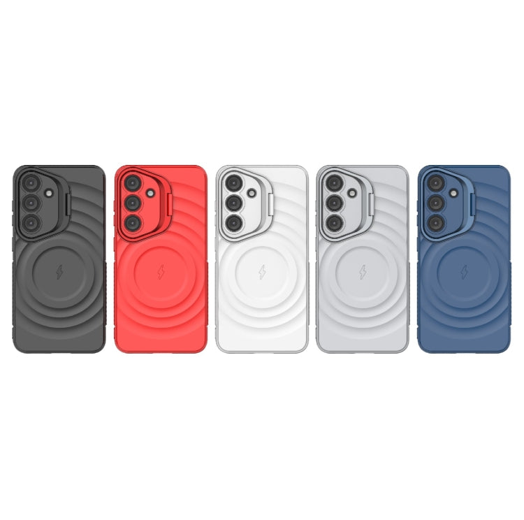 For Samsung Galaxy S25 5G Lens Frame Bracket Corrugated MagSafe Phone Case