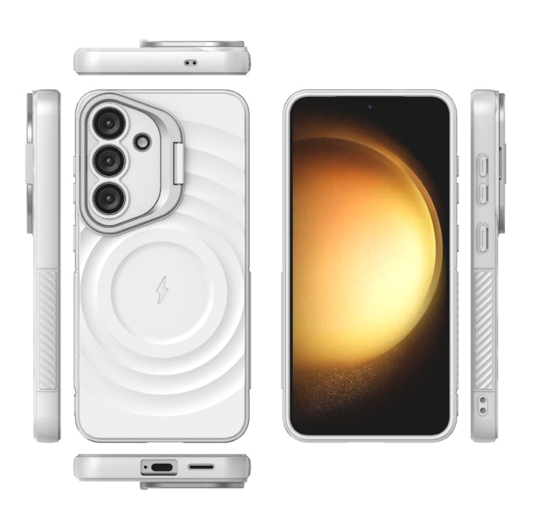 For Samsung Galaxy S25 5G Lens Frame Bracket Corrugated MagSafe Phone Case