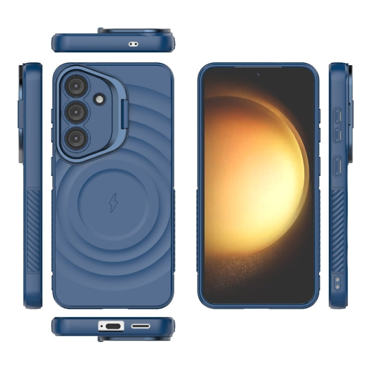 For Samsung Galaxy S25 5G Lens Frame Bracket Corrugated MagSafe Phone Case