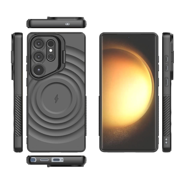 For Samsung Galaxy S25 Ultra 5G Lens Frame Bracket Corrugated MagSafe Phone Case