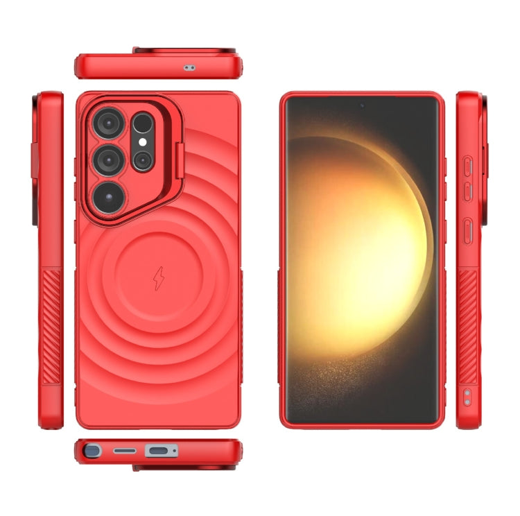 For Samsung Galaxy S25 Ultra 5G Lens Frame Bracket Corrugated MagSafe Phone Case
